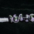 Grey Handcrafted Hemp Bracelet w/ 5 Black Ceramic Beads, Finished w/Metal Closur