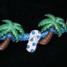 Royal Blue Handcrafted Hemp Bracelet with 2 Palm Trees, 2 Sandals w/ Metal Closu