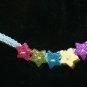 Unique Blue Handcrafted Hemp 6 Multi-colored Stars with Metal Closures