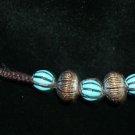 Unique Brown Handcrafted Hemp with 5 plastic beads with metal closure