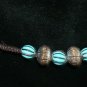 Unique Brown Handcrafted Hemp with 5 plastic beads with metal closure