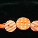 Unique Orange Handcrafted Bracelet with 3 Orange Buttons with Metal Closure