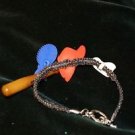 Brown Handcrafted Hemp Bracelet w/Sports Theme Hat,Shoe,Bat Ribbon Metal Closure