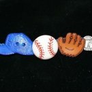 Blue Handcrafted Hemp, Sports Theme.Hat, Glove, Shoe, Ball with Metal Closure