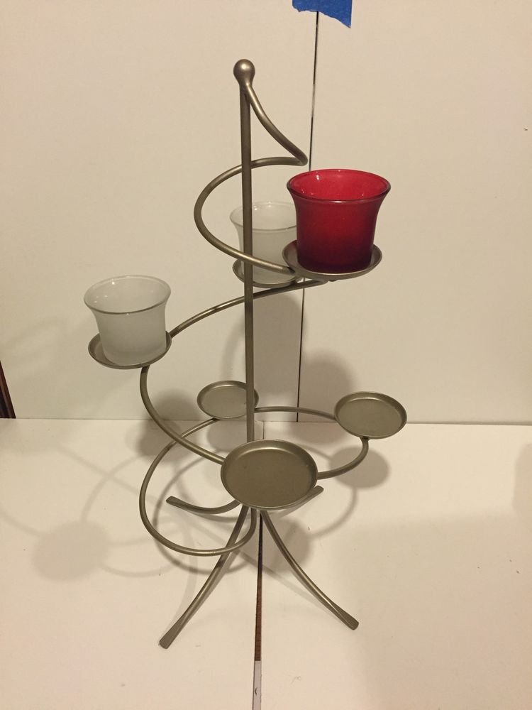 PartyLite FESTIVE CENTERPIECE P8645 Spiral Metal Candle Holder Tree w