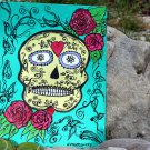 SUGAR SKULL DAY OF THE DEAD HAND PAINTED ORIGINAL MIXED MEDIA ON CANVAS
