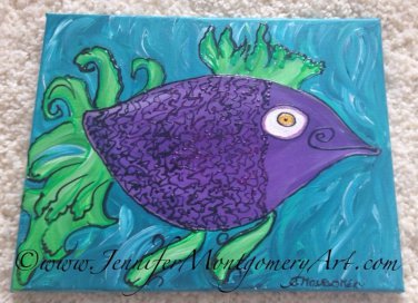 PURPLE TROPICAL FISH  ORIGINAL HAND PAINTED TROPICAL WALL ART