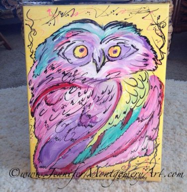 OWLECTRIC HAND PAINTED OWL CANVAS WALL ART