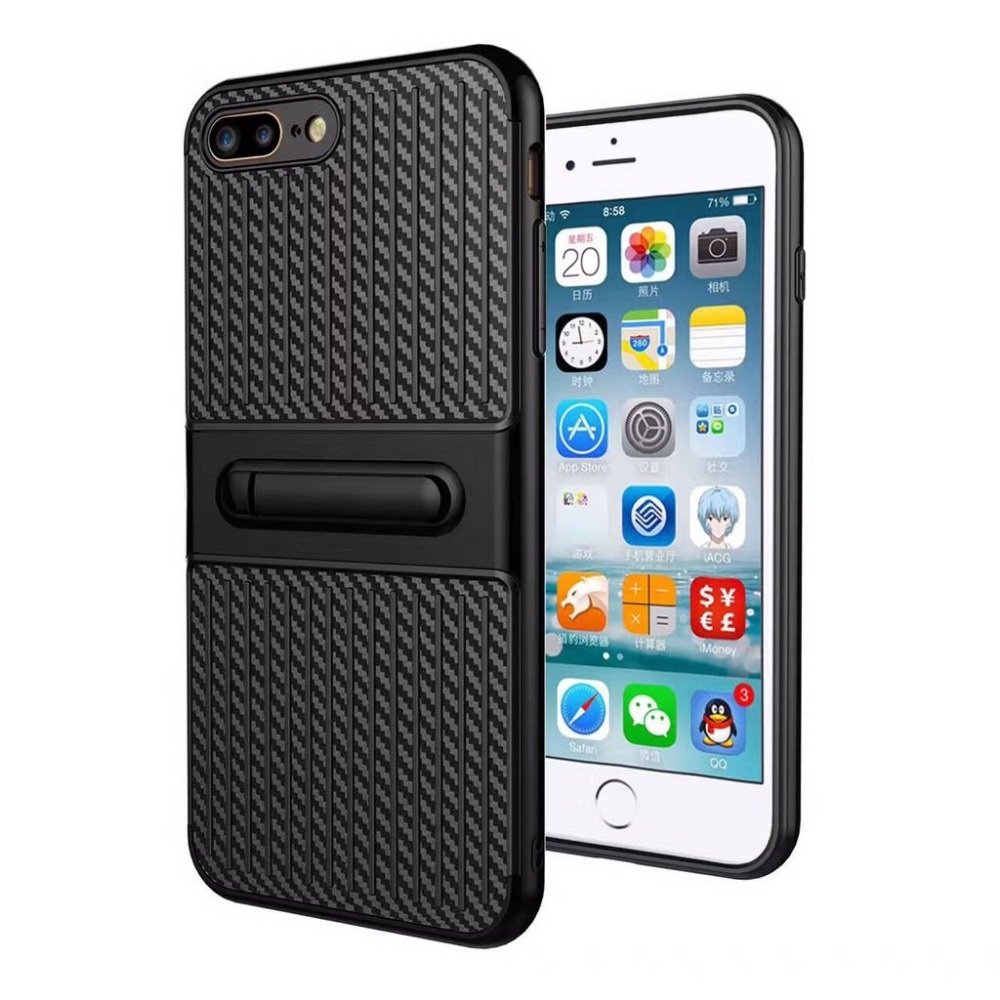 iPhone 7 Plus Verus Carbon Fiber Striped Shell Case Protective Case with Holder