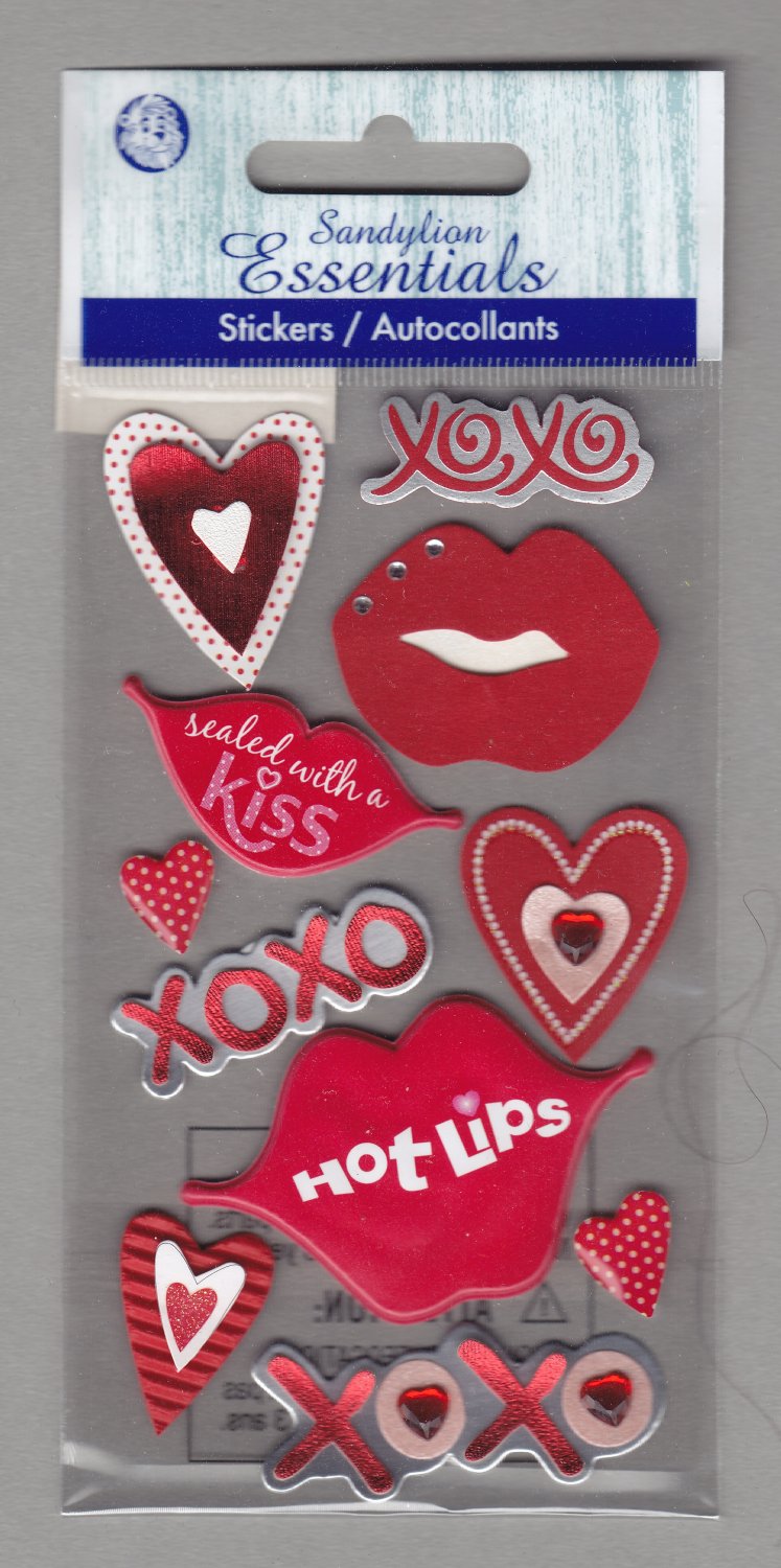 Sandylion Essentials Scrapbooking Stickers LIPS XOXO HEART valentine ...