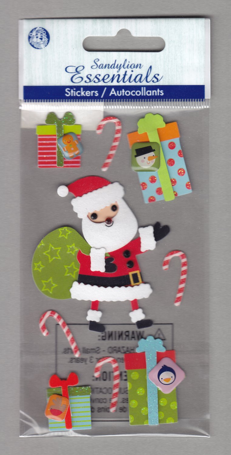 Sandylion Essentials Scrapbooking Stickers SANTA CHRISTMAS GIFT candy cane present hohoho 3D - EL10