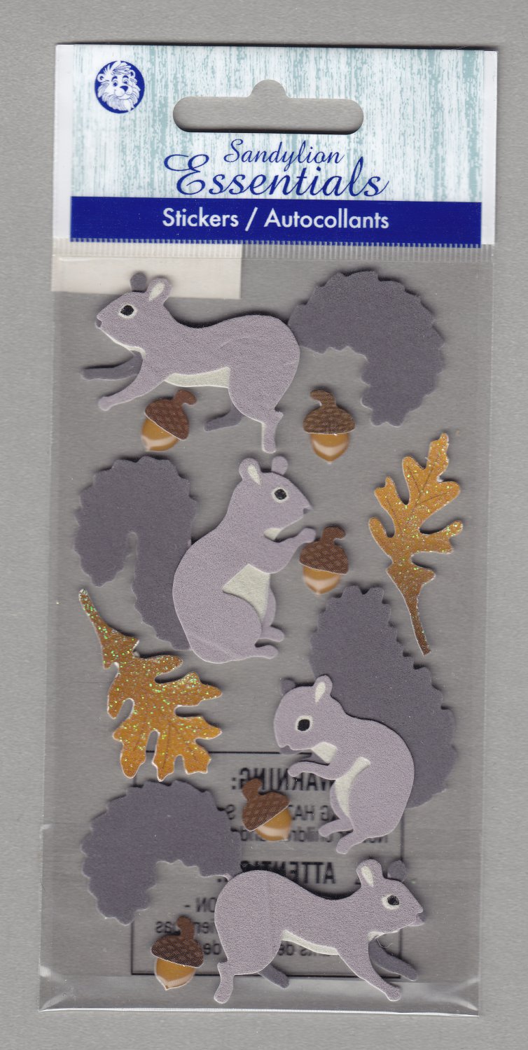 Sandylion Essentials Scrapbooking Stickers SQUIRRELS acorn forest  3D - EL18