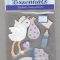Sandylion Essentials Scrapbooking Stickers BABY stork bottle newborn infant 3D - ES08