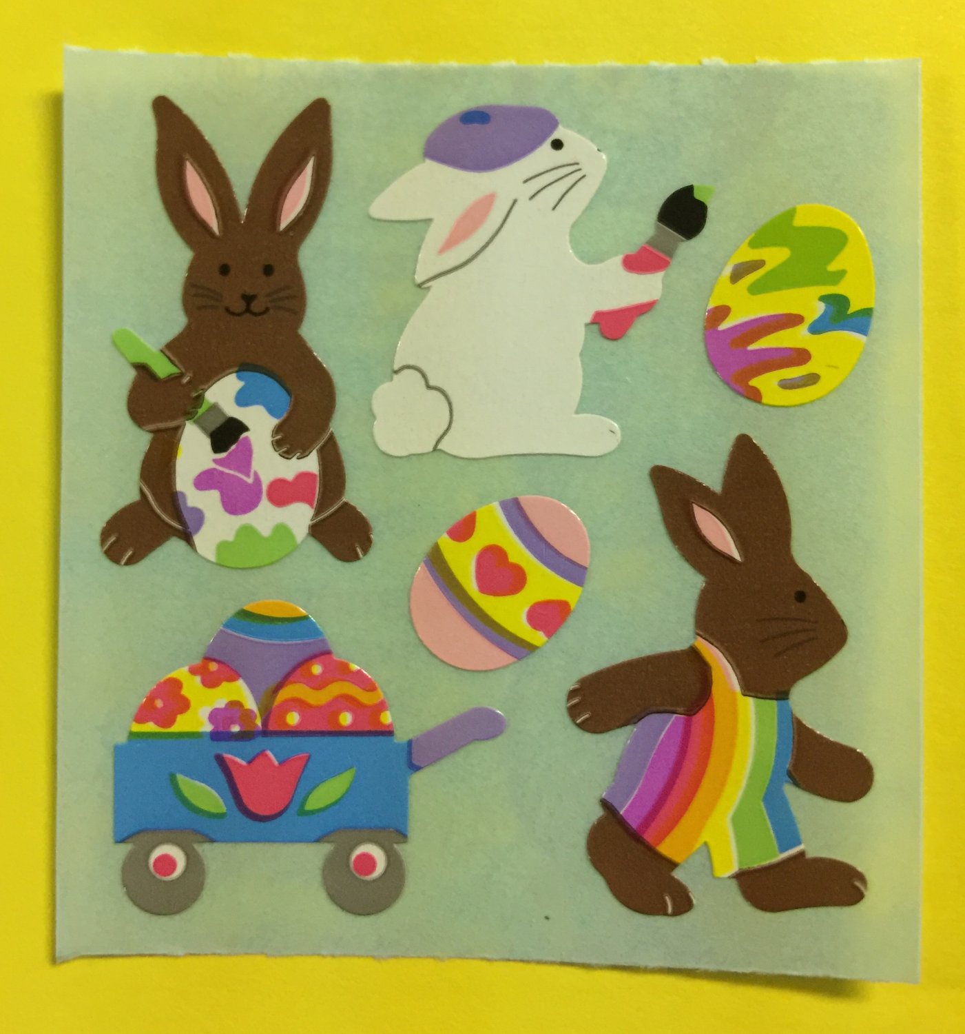 Sandylion Bunnies with Eggs Easter Rabbit Bunnies Stickers Rare Vintage KK313