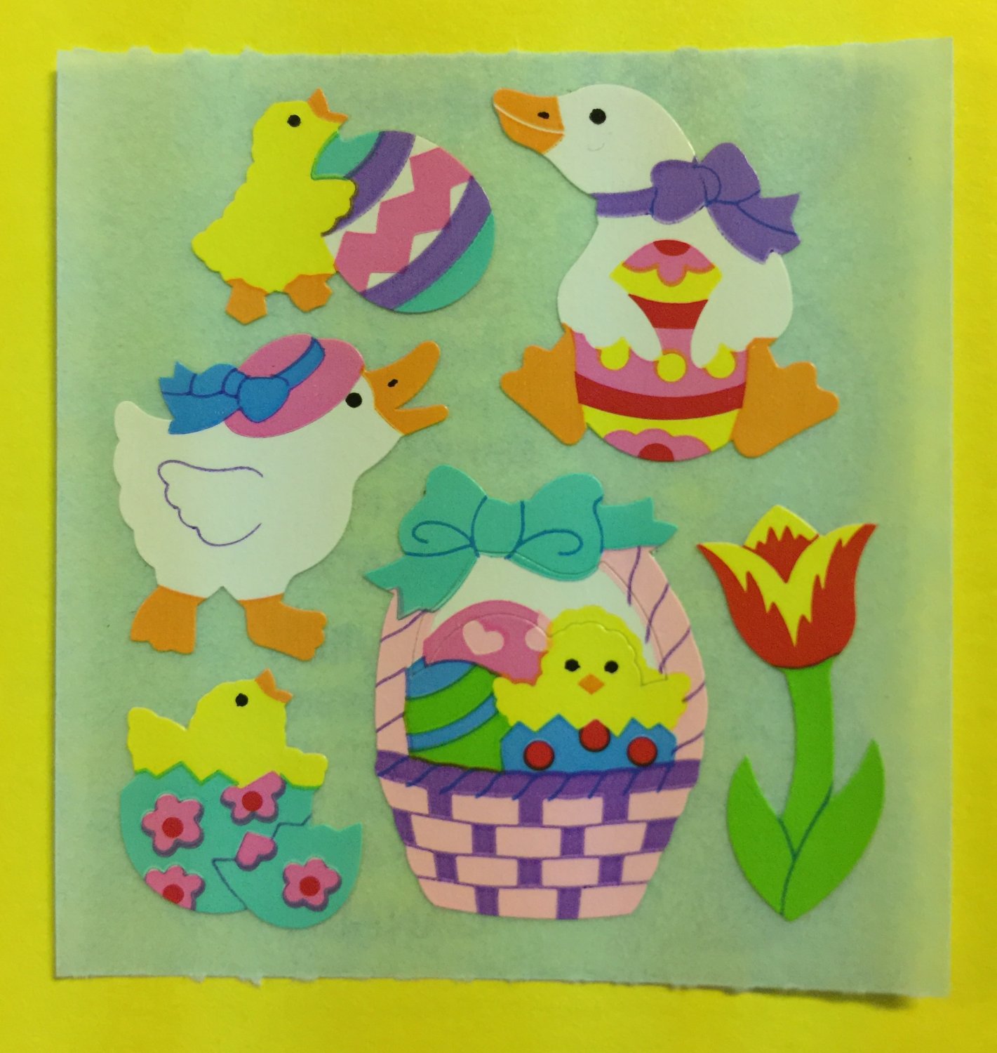 Sandylion Easter Chicks & Ducks Basket Tulip Egg Stickers Rare Vintage KK314