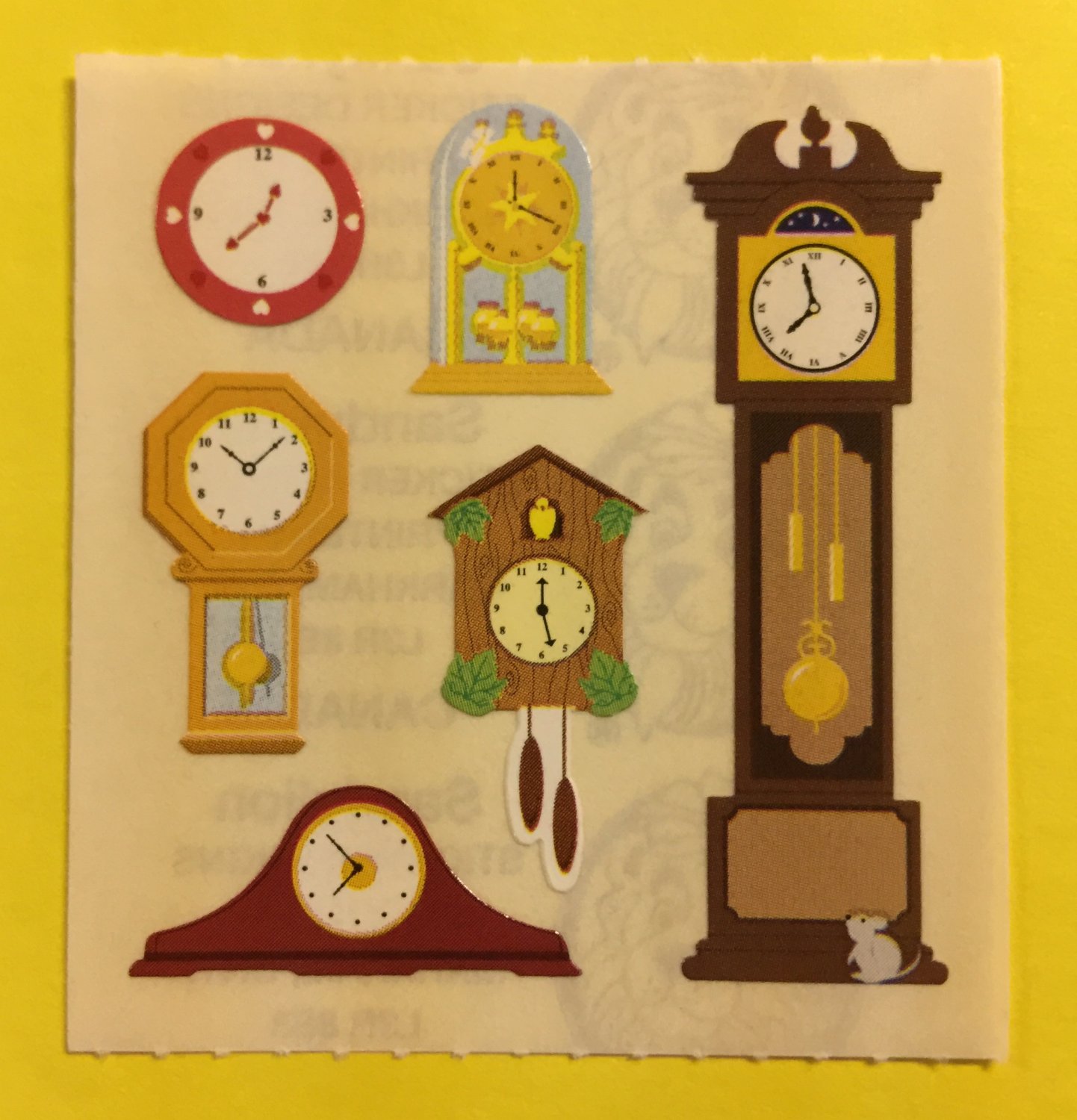 Sandylion Clocks Wall Grandfather Cuckoo Desk Stickers Rare Vintage KK365