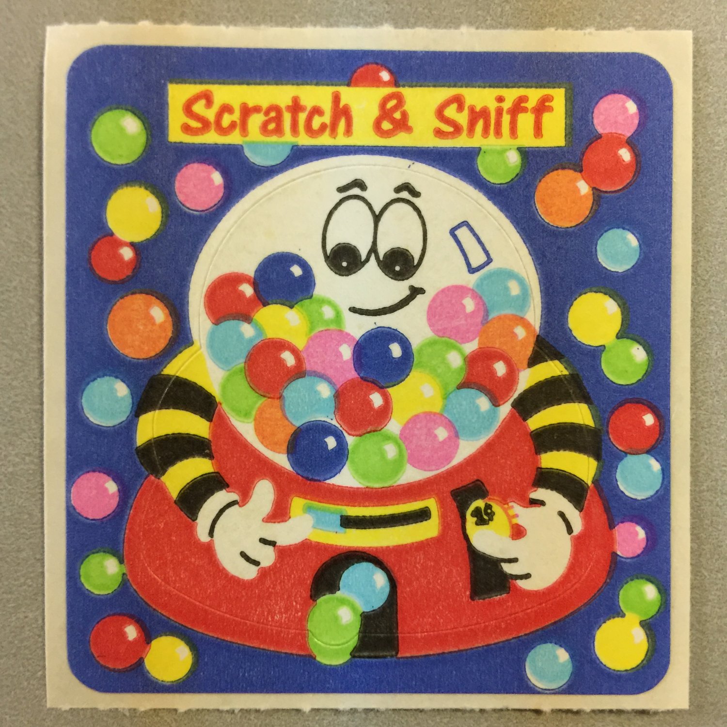 Sandylion Scratch and Sniff Smelly BUBBLE GUM Gumball Stickers Retro Rare Vintage SF03