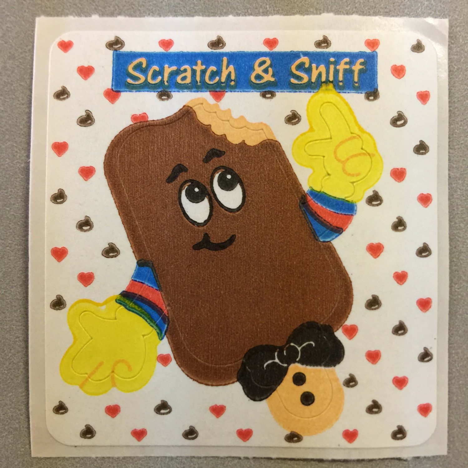 Sandylion Scratch and Sniff Smelly CHOCOLATE Stickers Retro Rare