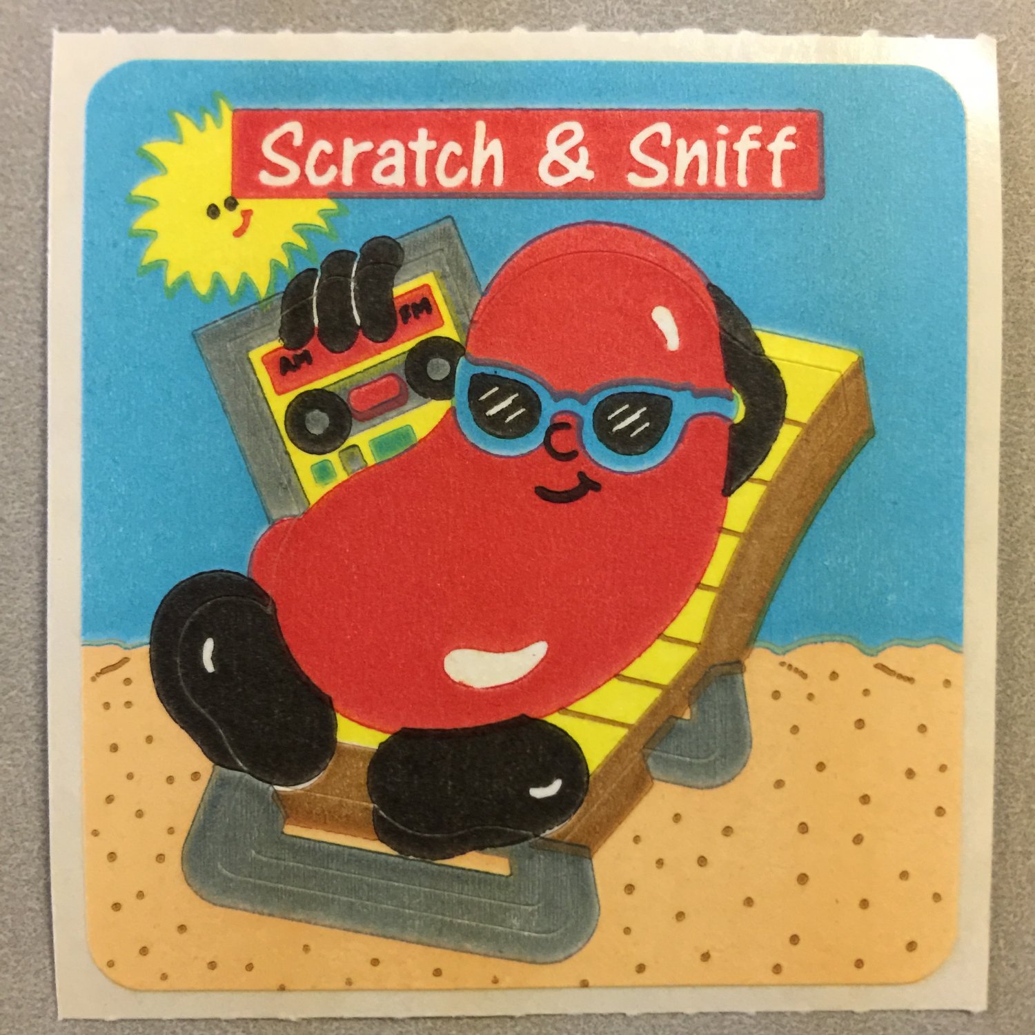 Sandylion Scratch and Sniff Smelly JELLY BEAN Stickers Retro Rare