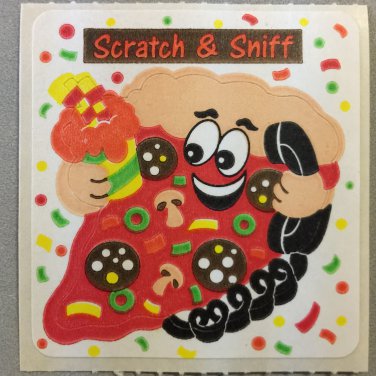 Sandylion Scratch and Sniff Smelly PIZZA Stickers Retro Rare