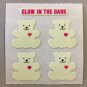 Sandylion Glow in the Dark BEARS with heart Stickers Retro Rare Vintage HG08
