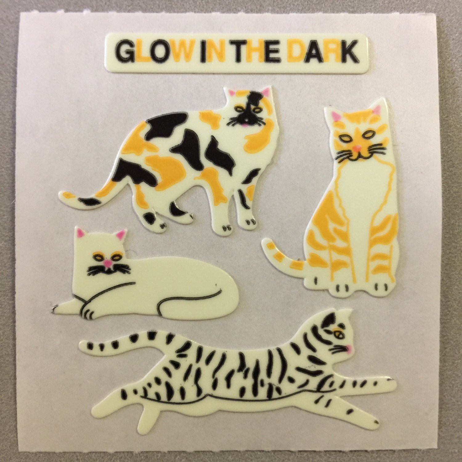 Sandylion Glow in the Dark CATS kittens Stickers Retro Rare Vintage HG12