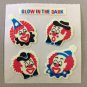 Sandylion Glow in the Dark CLOWNS Stickers Retro Rare Vintage HG18