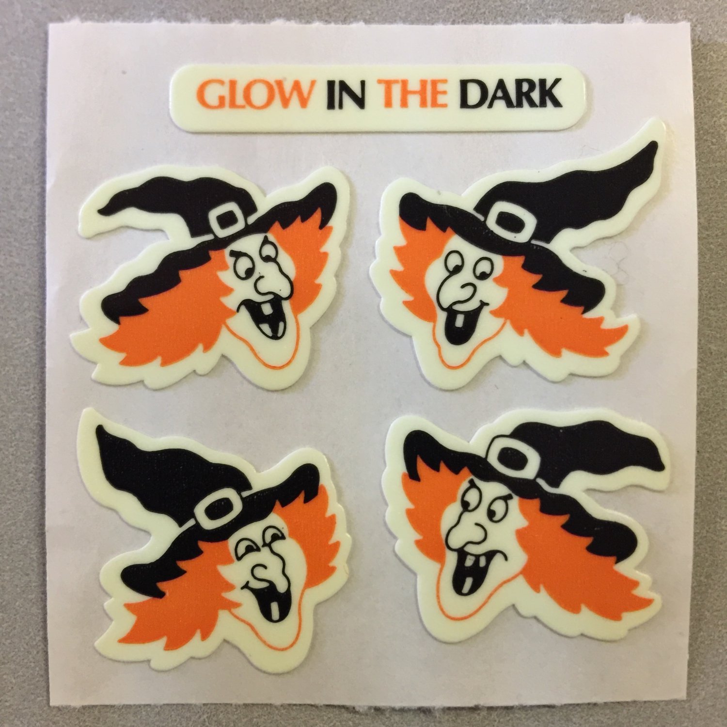 Sandylion Glow in the Dark WITCHES LAUGHING Halloween Stickers Retro Rare Vintage HG31