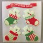 Sandylion Glow in the Dark BEAR IN STOCKING Christmas Stickers Retro Rare Vintage XHG21