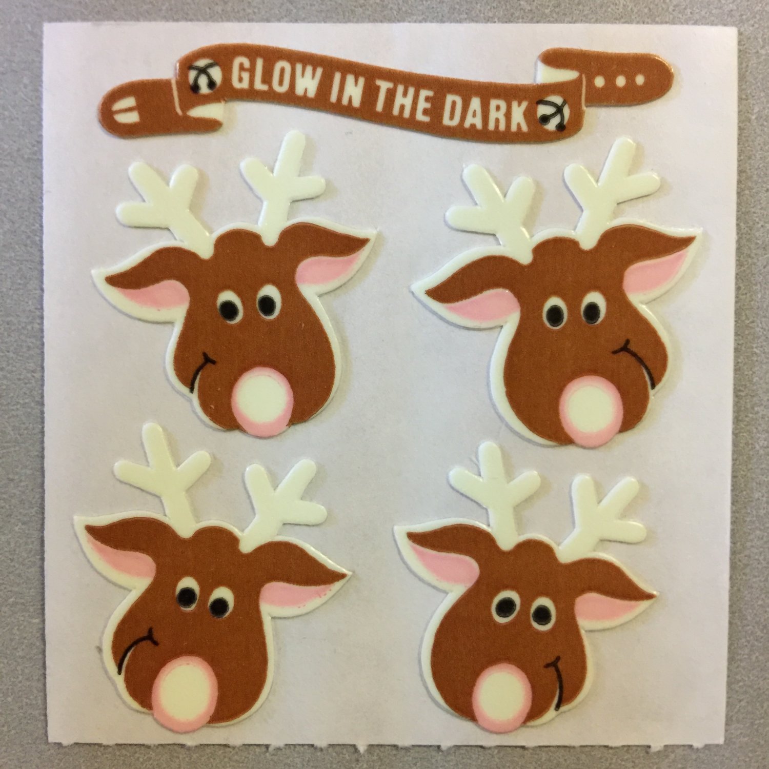 Sandylion Glow in the Dark REINDEER Christmas Stickers Retro Rare Vintage XHG22