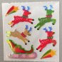 Sandylion Mother of Pearl Stickers MOP Christmas Reindeer Sleigh Retro Rare Vintage XMOP153