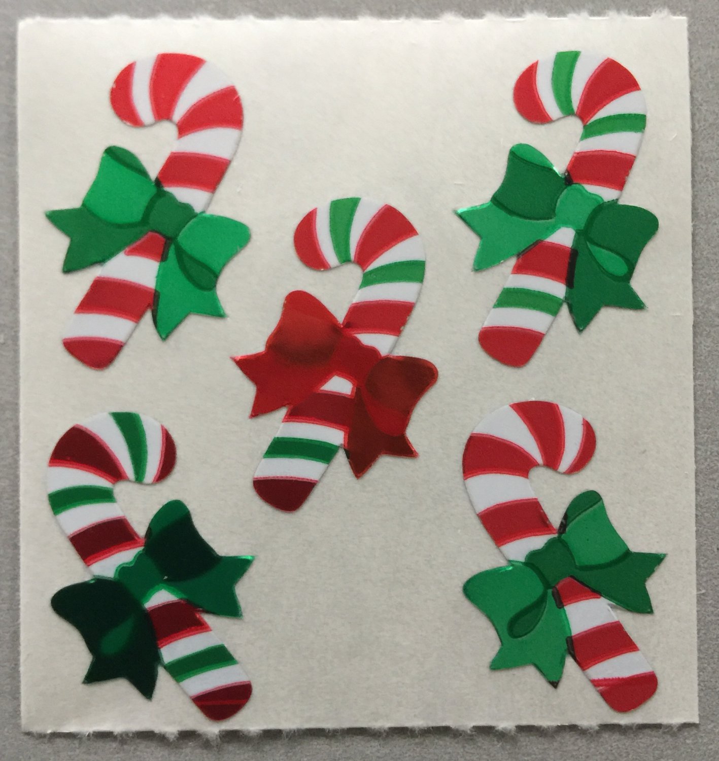 Sandylion Christmas Stickers Candy Canes with Bows Retro Rare Vintage XPM86