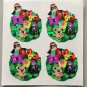 Sandylion Christmas Stickers Wreath with Animals Teddy Bear Monkey Giraffe Retro Rare Vintage XPM91