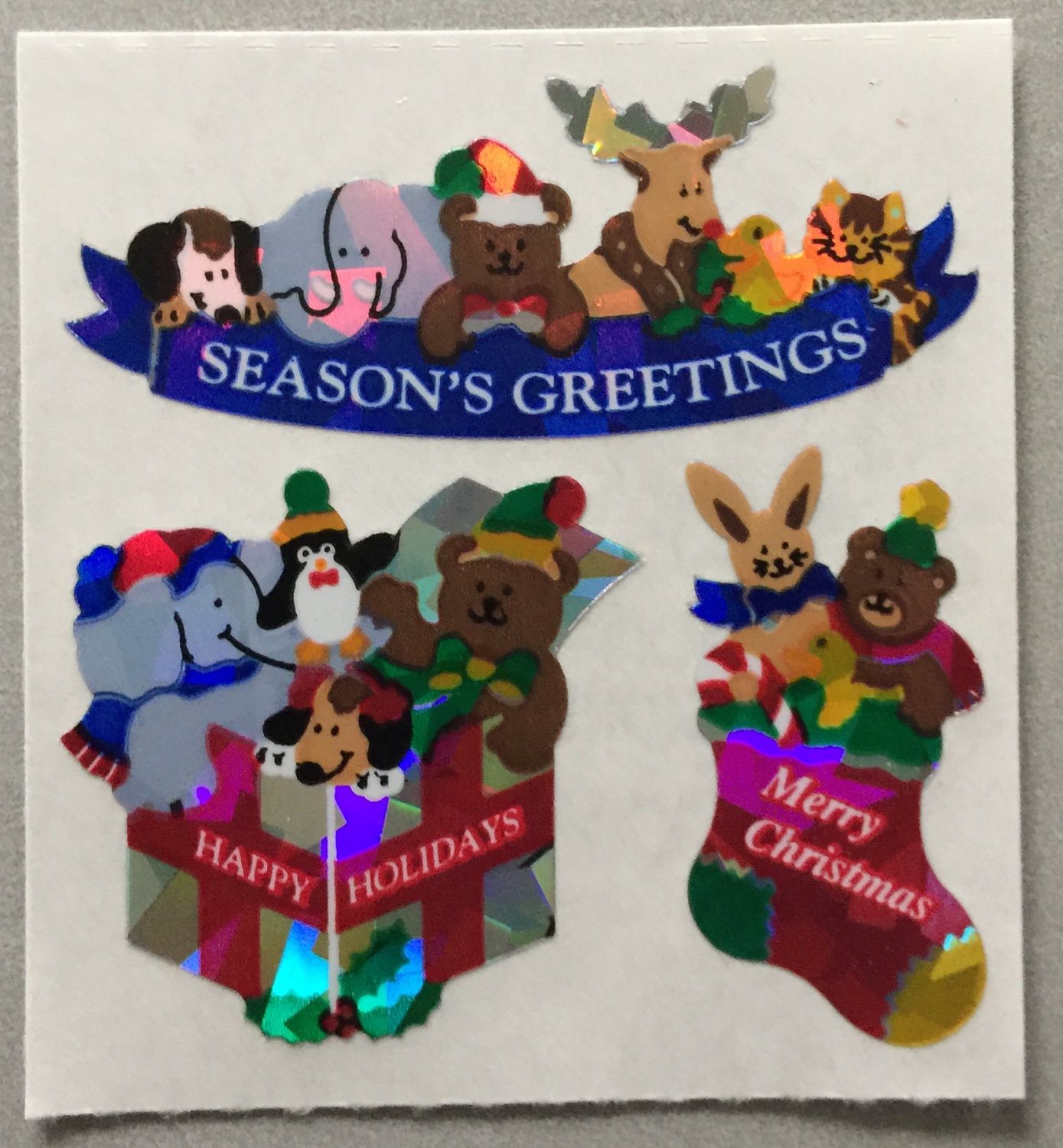 Sandylion Merry Christmas Stickers Seasons Greetings Happy Holidays Retro Rare Vintage XPM92