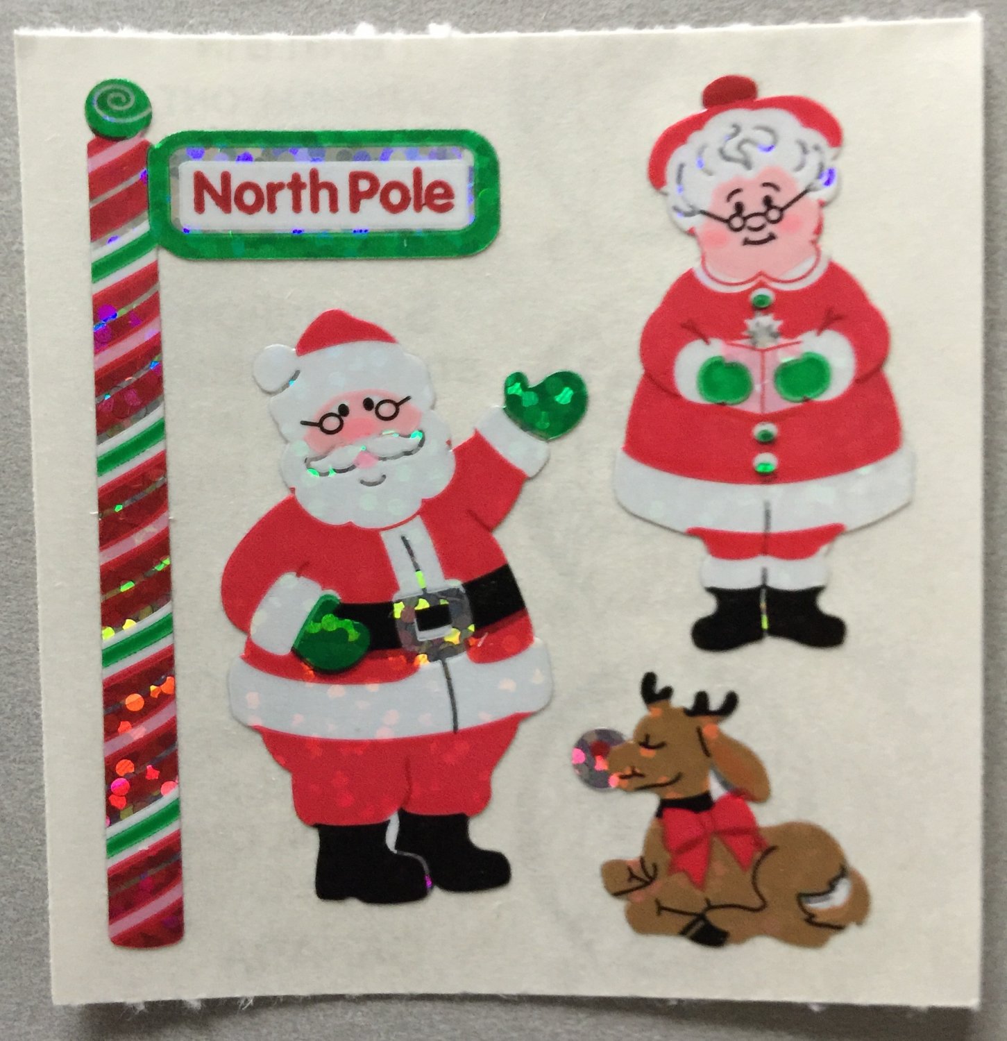 Sandylion Christmas Stickers North Pole Santa Mrs Claus Retro Rare Vintage XPM455