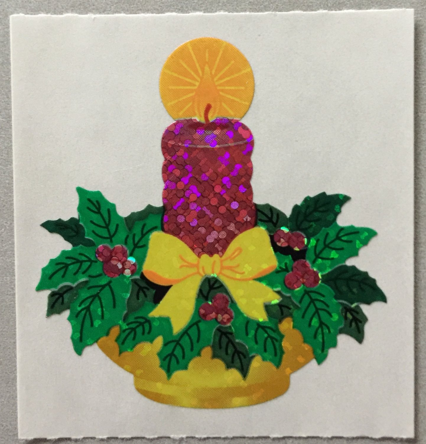Sandylion Christmas Stickers Candle with Holly Retro Rare Vintage XPM474
