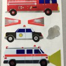 Sandylion Emergency Vehicles Fire Truck Police Ambulance Siren Stickers Rare Vintage MY44