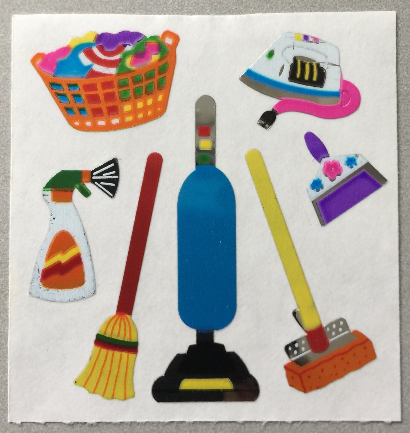 Sandylion Housework Laundry Vacuum Broom Cleaner Iron Dustpan Sponge Stickers Rare Vintage MY197
