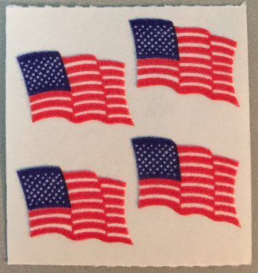 Sandylion Fuzzy Stickers AMERICAN FLAG USA Patriotic Retro Rare