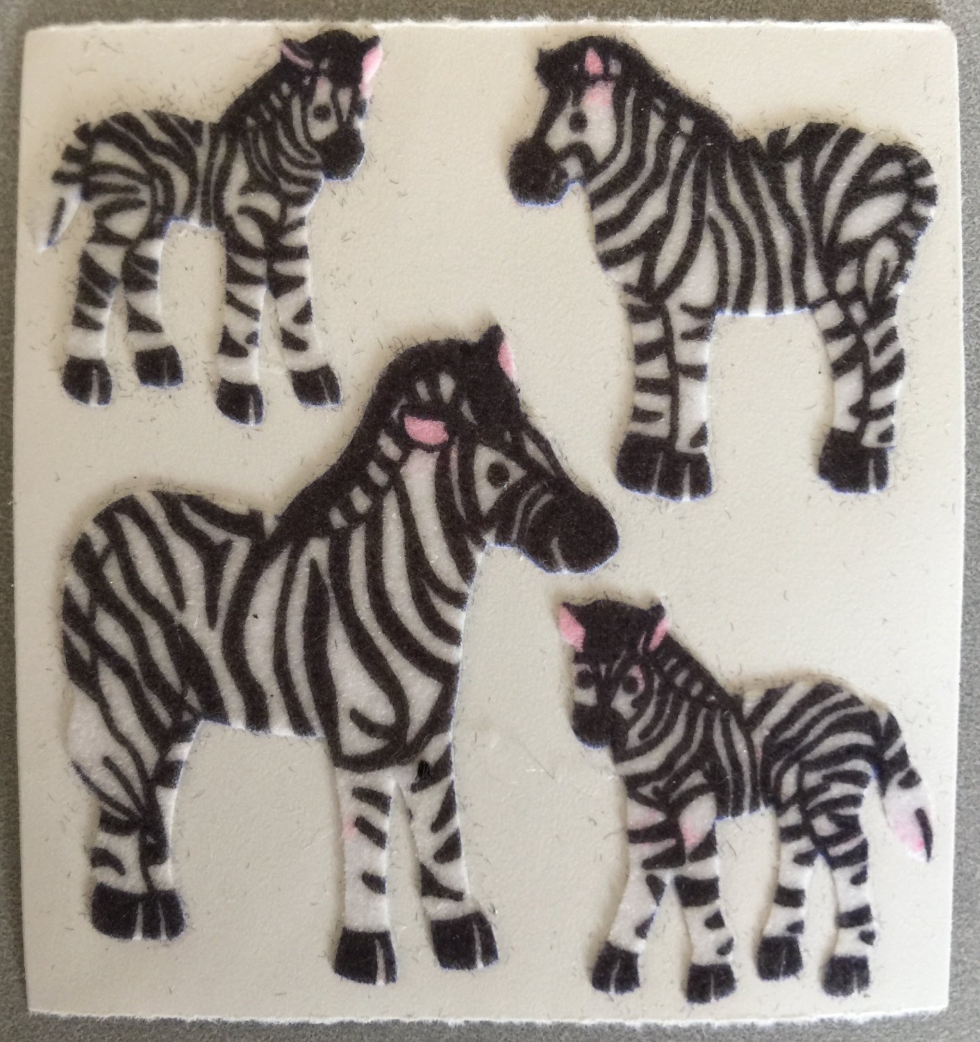 Sandylion Fuzzy Stickers ZEBRAS Retro Rare Vintage Retired Scrapbook FM212