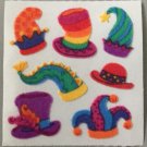 Sandylion Fuzzy Stickers HATS Colorful jester top christmas jingle Retro Rare Vintage Retired FM339