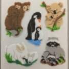 Sandylion Fuzzy Stickers MONKEY RACCOON RABBIT PENGUIN KOALA Retro Rare Vintage Retired FM355