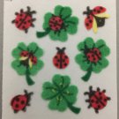 Sandylion Fuzzy Stickers LADYBUG FOUR LEAF CLOVER Retro Rare Vintage Retired FM367