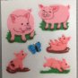 Sandylion Fuzzy Stickers PIG piglet Retro Rare Vintage Retired Scrapbook FM449