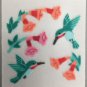 Sandylion Fuzzy Stickers TRUMPET FLOWERS HUMMINGBIRD Retro Rare Vintage Retired FM459