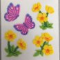 Sandylion Fuzzy Stickers BUTTERCUP FLOWERS BUTTERFLY Retro Rare Vintage Retired FM460
