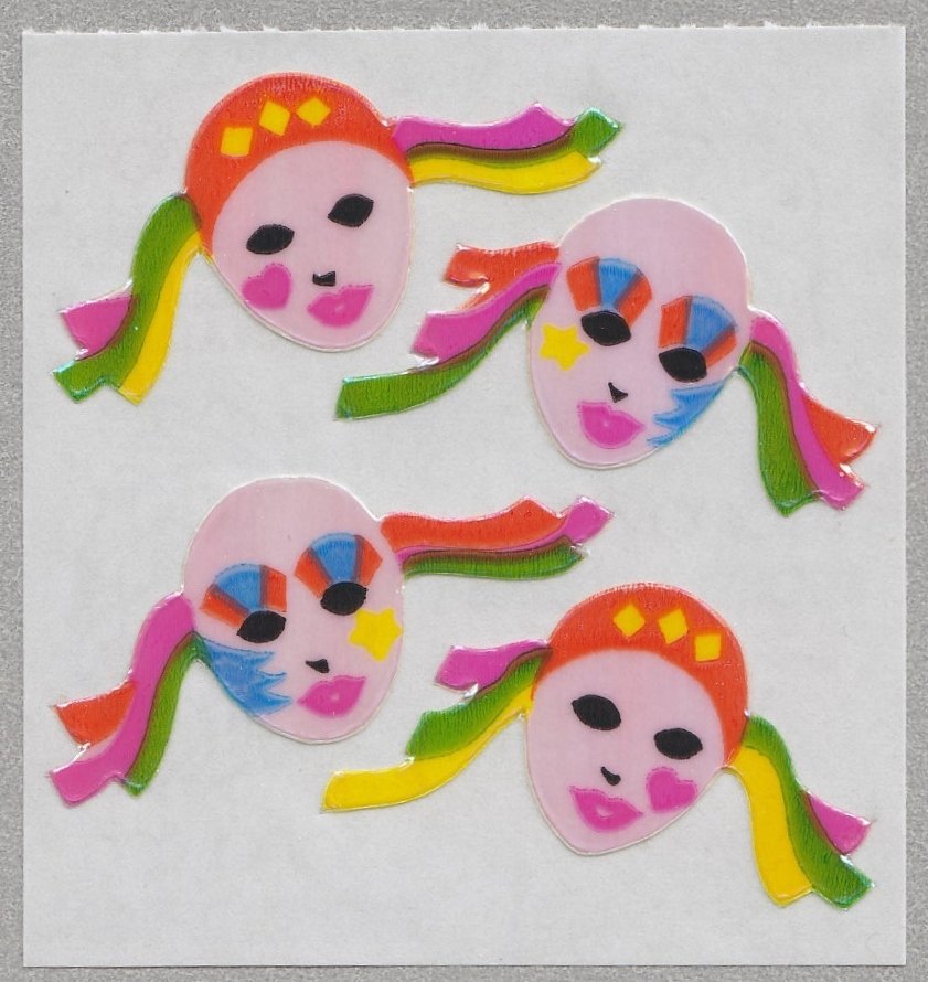 Sandylion MOP Mother of Pearl Stickers MASQUERADE MASK Mardi Gras Retro Rare Vintage Retired MOP052