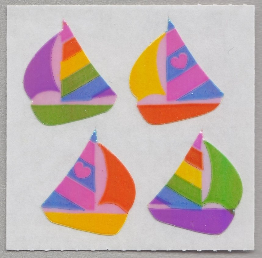 Sandylion MOP Mother of Pearl Stickers SAILBOAT Retro Rare Vintage Retired MOP080