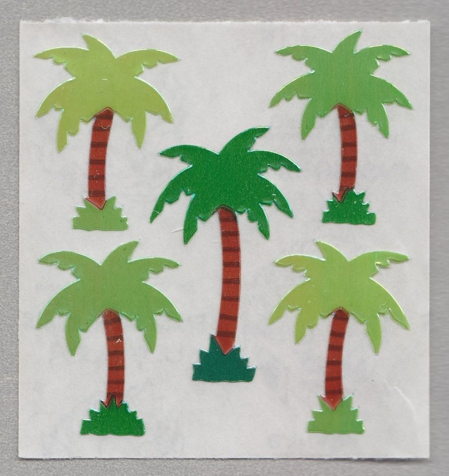 Sandylion MOP Mother of Pearl Stickers PALM TREES Retro Rare Vintage Retired MOP184