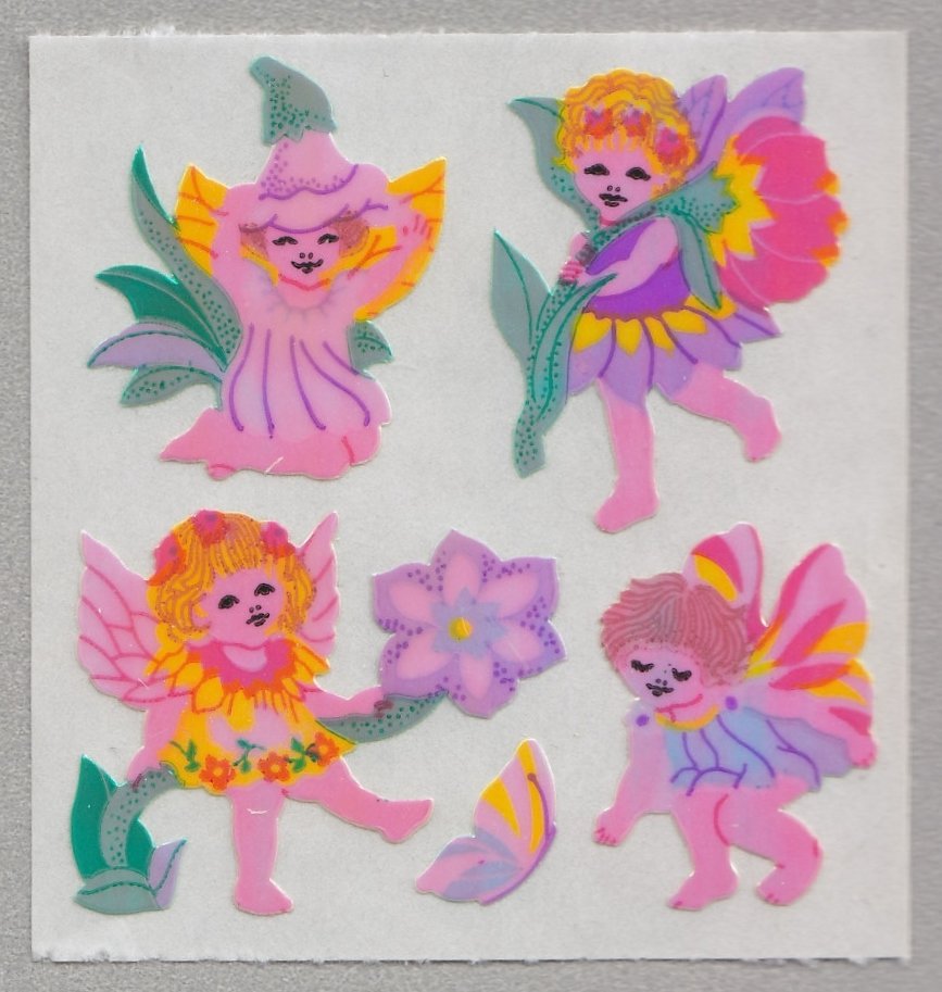 Sandylion MOP Mother of Pearl Stickers FAIRY ANGEL CHERUB Retro Rare Vintage Retired MOP319